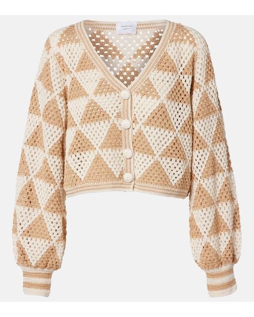 Anna Kosturova Natural Maija Crochet Cropped Cotton Cardigan