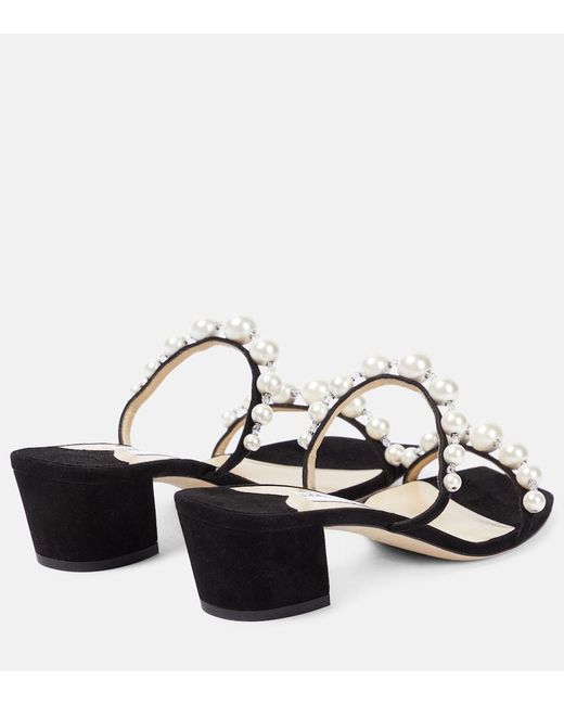 Jimmy Choo Black Amara 45 Embellished Suede Sandals