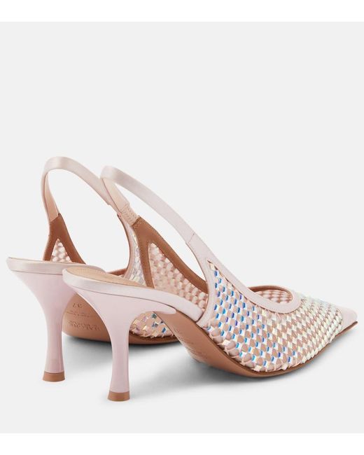 Malone Souliers Pink Vesper 70 Embellished Slingback Pumps