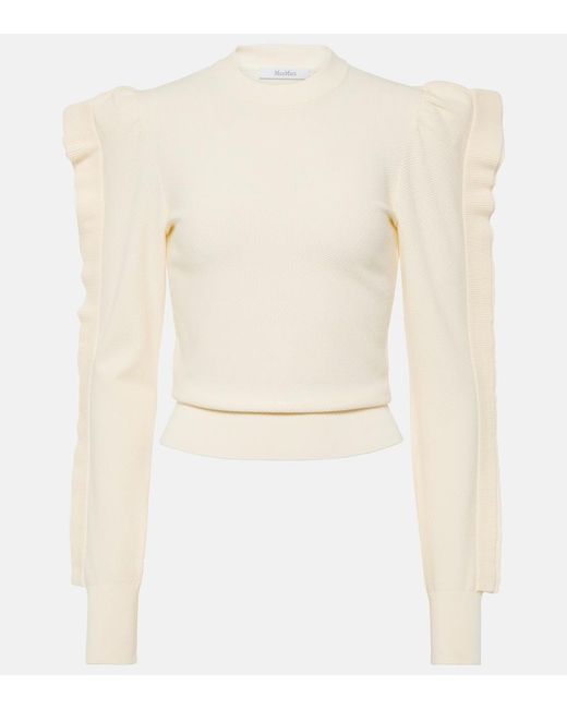 Max Mara Natural Genero Ruffled Jersey Sweater