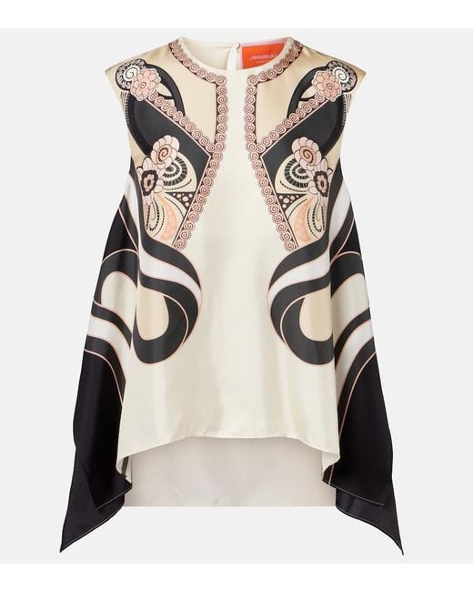 LaDoubleJ Natural San Carlo Printed Silk Twill Top