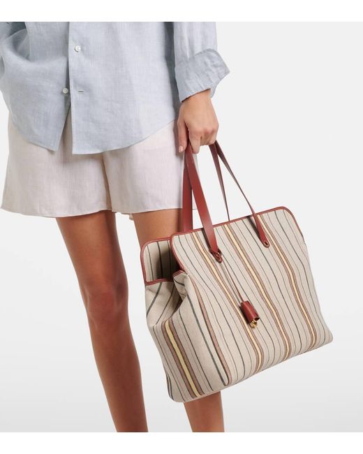 Loro Piana Brown Tote Bag Laguna Mit Leder