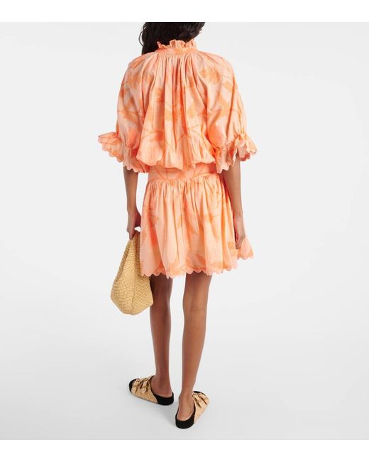 Juliet Dunn Orange Floral Cotton Shirt Dress