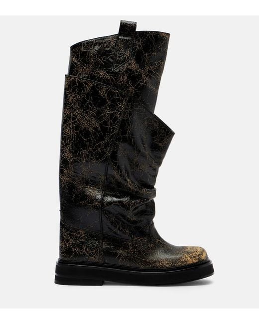 The Attico Black Passeggiata Leather Combat Boots