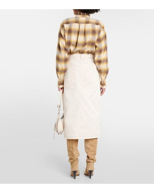 Isabel Marant Natural Flozia Cotton Midi Skirt