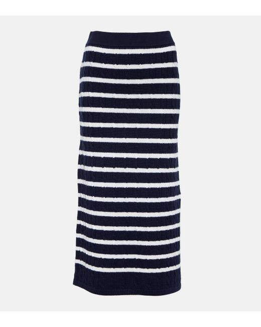 Polo Ralph Lauren Blue Cable-knit Wool Midi Skirt