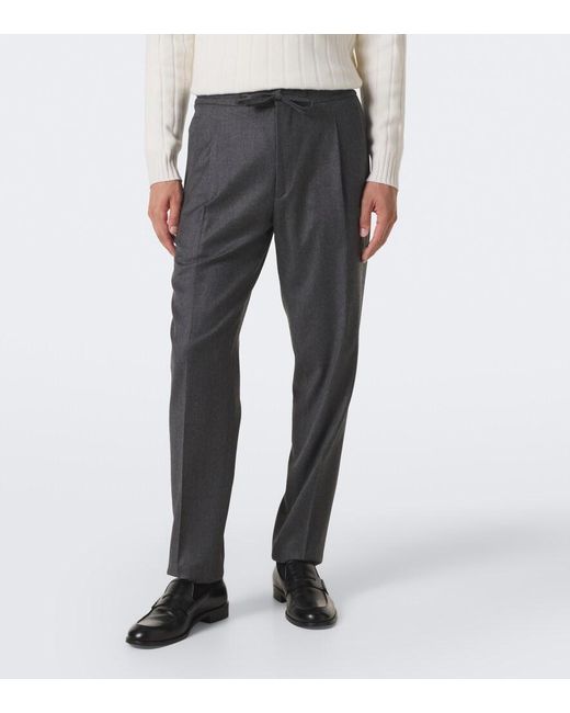 Lardini Gray Wool And Cashmere Slim Pants for men