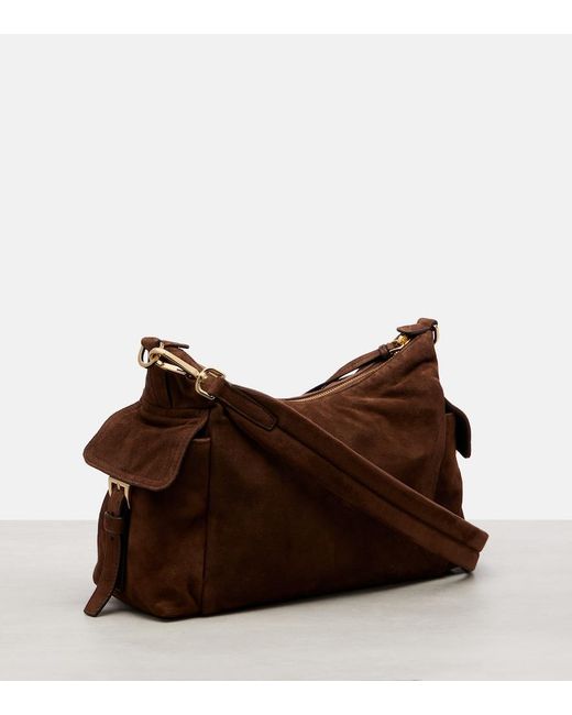 Prada Brown Explore Large Suede Shoulder Bag