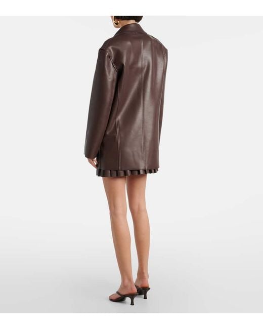 Norma Kamali Brown Oversized Faux Leather Blazer