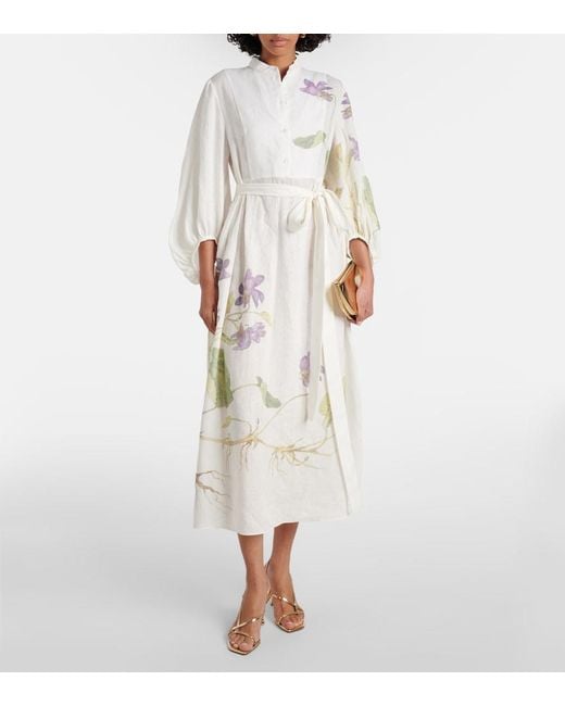 Erdem White Linen Wrap Dress