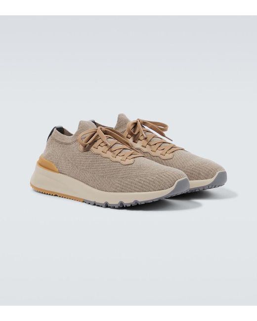 Brunello Cucinelli Gray Knit Sneakers for men