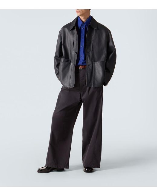 Lemaire Black Leather Jacket for men