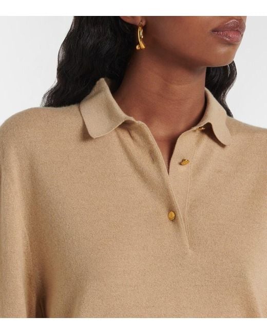 Loro Piana Natural Luciole Cashmere-Blend Polo Sweater