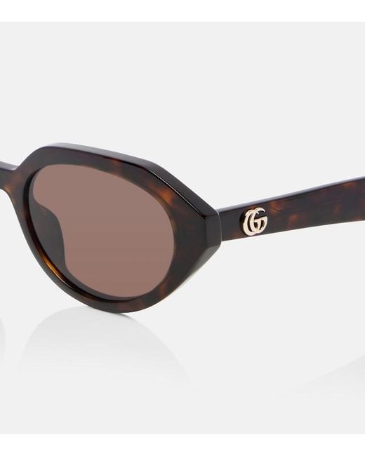 Gucci Brown Double G Oval Sunglasses