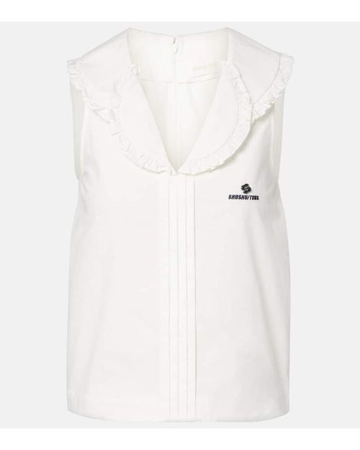 Top De Algodon Con Volantes ShuShu/Tong de color White