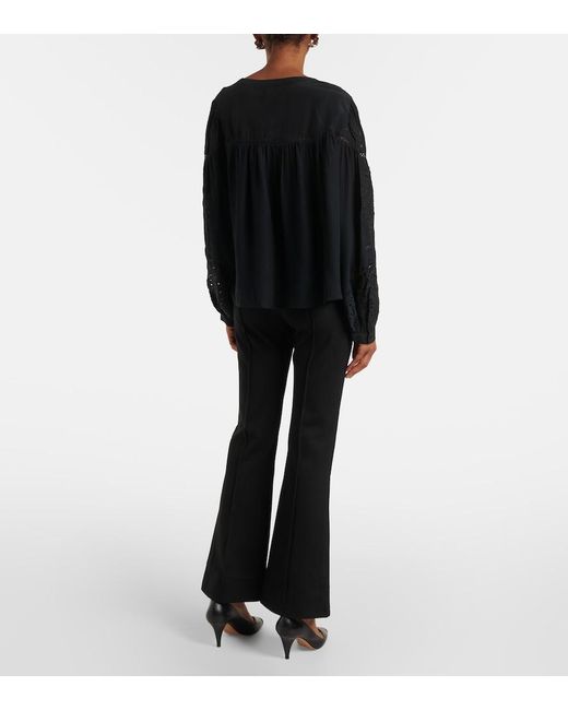 Velvet Black Libby Open-Knit Blouse
