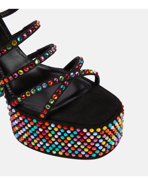 Paris Texas Black Holly Evita Embellished Leather Sandals