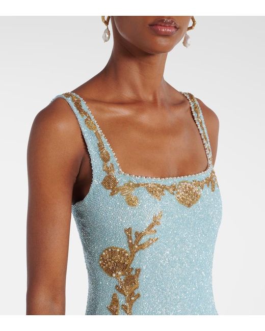 Clio Peppiatt Blue Asterias Embellished Gown