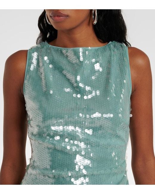 Staud Green Eton Sequined Minidress