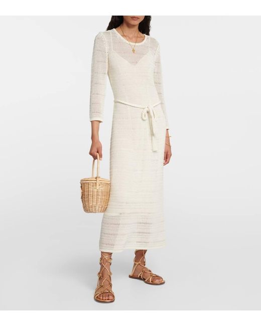 Zimmermann Natural Ginger Ribbed-knit Midi Dress