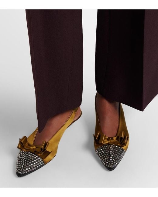 Chloé Metallic Alba 20 Embellished Satin Slingback Pumps
