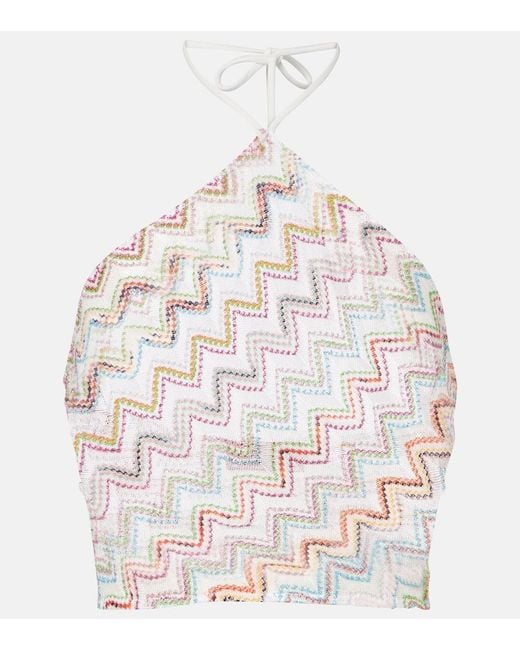 Missoni White Zigzag Lame Top