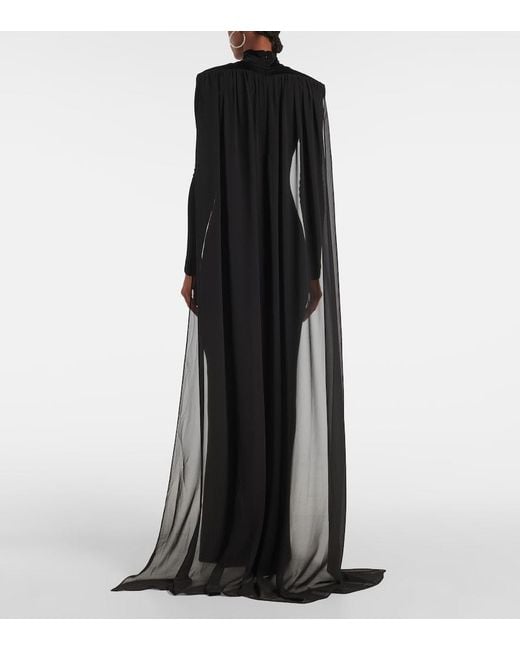 The New Arrivals Ilkyaz Ozel Black Xanthe Jersey Tulle Gown