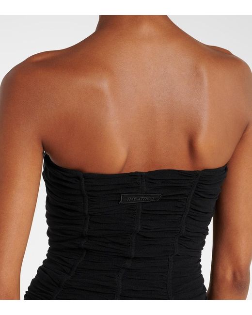 The Attico Black Tulle Bustier Dress