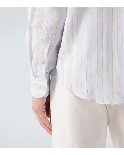 Dunhill White Striped Linen Shirt for men