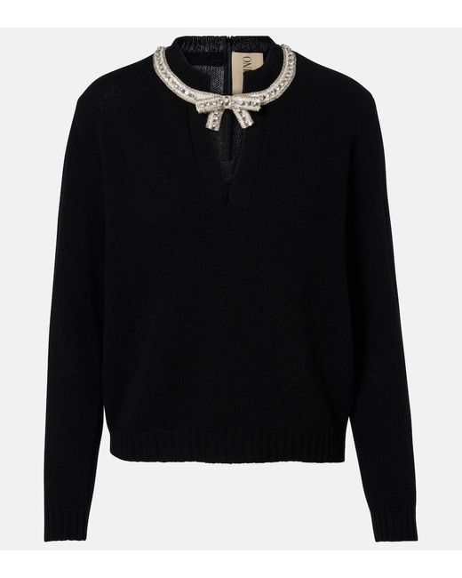 Valentino Black Sequined Virgin Wool Sweater