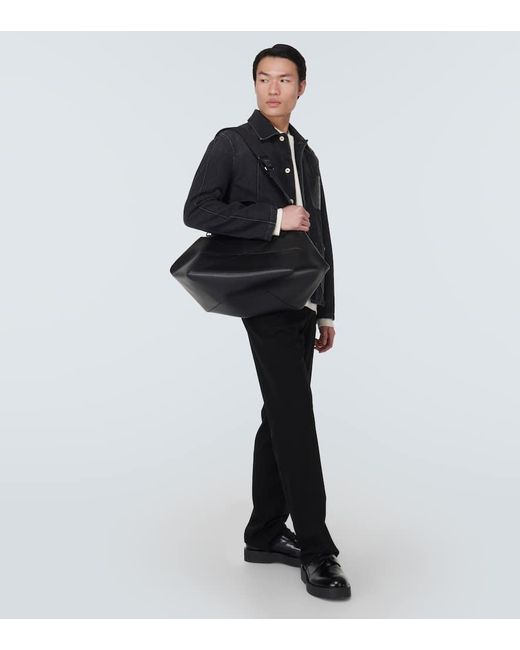 Loewe Black Puzzle Fold Leather Duffle Bag for men