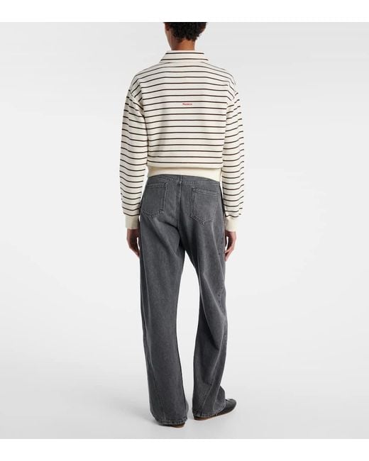 J.W. Anderson White Cropped Striped Cotton Polo Sweater
