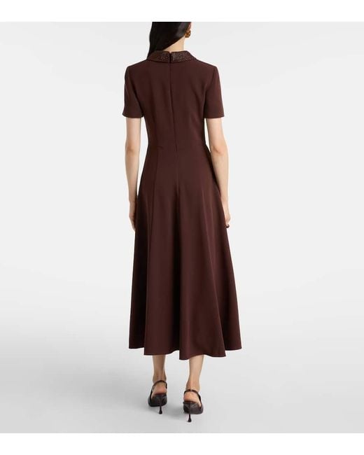 Roland Mouret Brown Midikleid Aus Cady Mit Kristallen