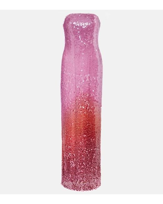 Jonathan Simkhai Leilani Ombre Sequined Gown in Pink | Lyst