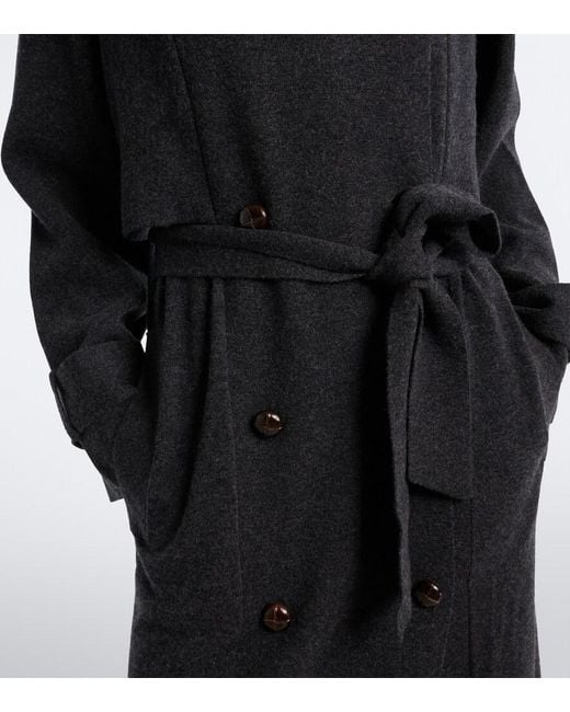 Jardin Des Orangers Black Belted Double-Breasted Wool And Cashmere Coat