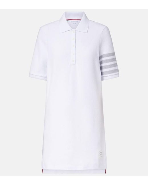 Thom Browne White 4-Bar Cotton Pique Polo Dress