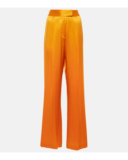The Sei Orange High-rise Silk Wide-leg Pants