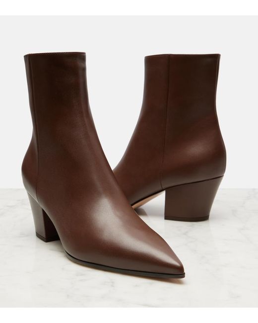 Gianvito Rossi Brown Keinna 55 Leather Ankle Boots