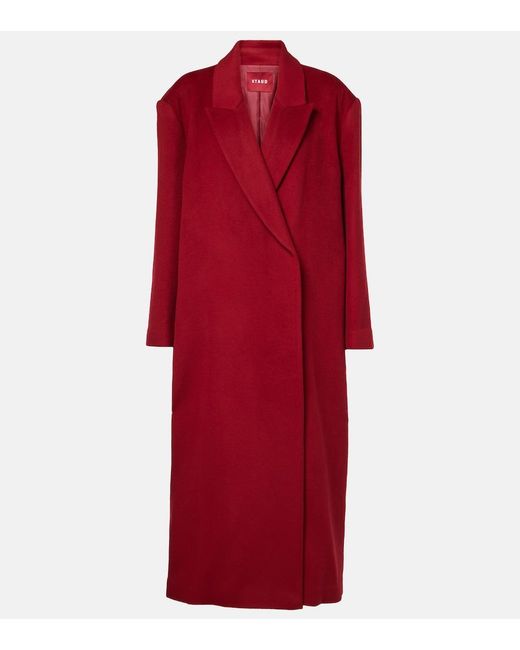 Staud Red Serge Wool-Blend Overcoat