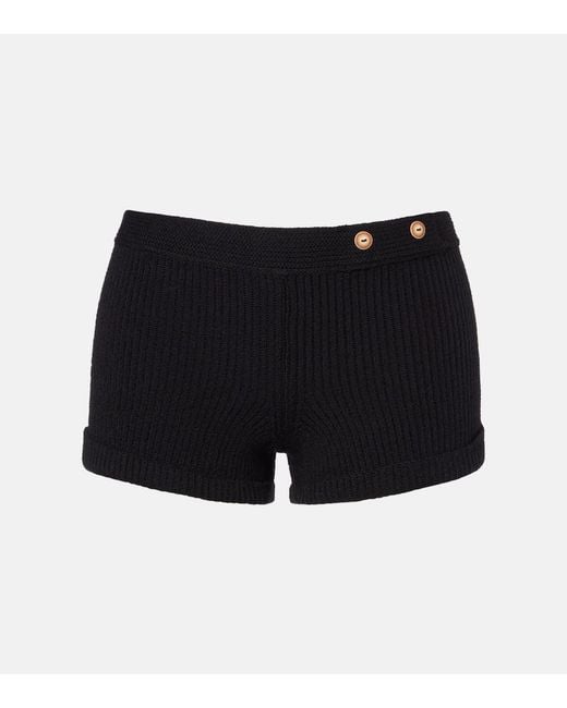 Isabel Marant Black Diha Knitted Wool-Blend Shorts