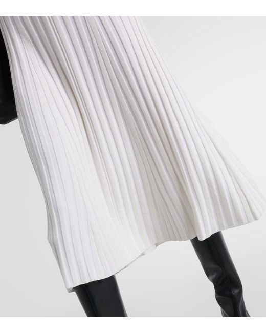 Joseph White Ribbed-knit Midi Dress