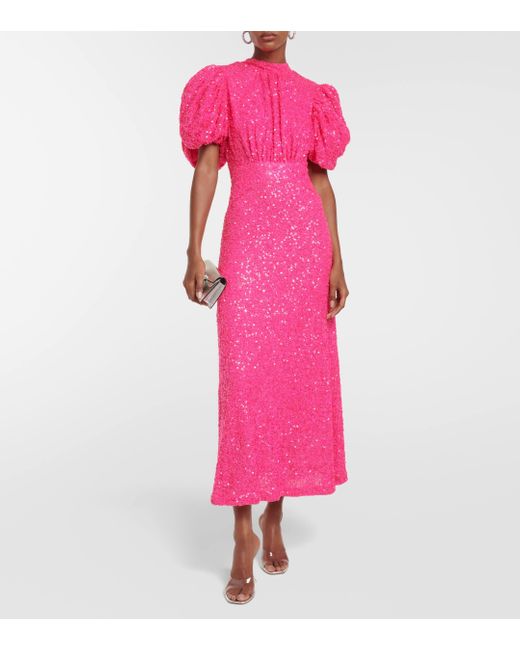 ROTATE BIRGER CHRISTENSEN Pink Sequined Maxi Dress