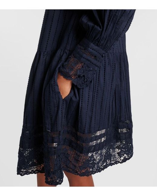 Ulla Johnson Blue Lace And Cotton Minidress
