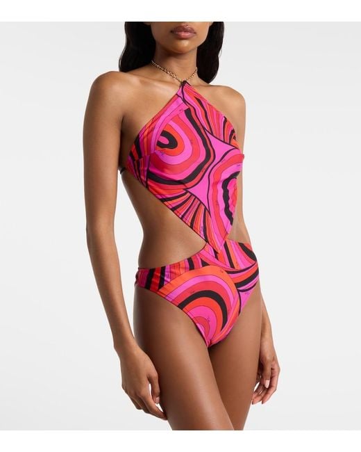 Emilio Pucci Pink Iride Cutout Swimsuit