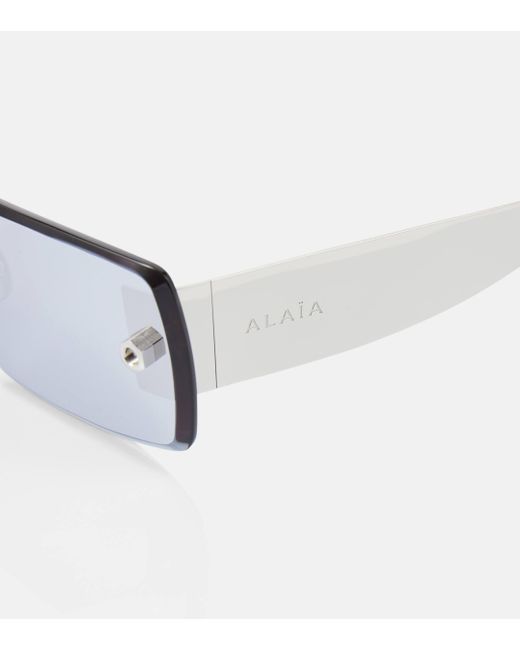 Alaïa Blue Logo Rectangular Sunglasses