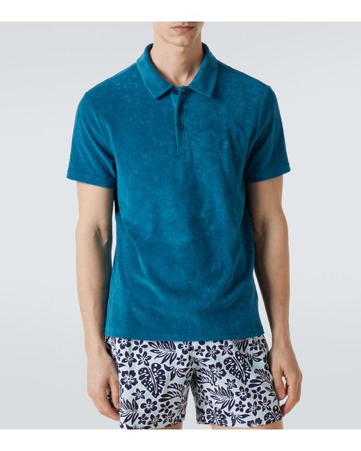 Vilebrequin Blue Cotton-Blend Terry Polo Shirt for men