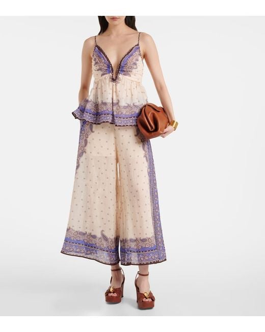 Zimmermann Natural Maxine Wide Leg Cropped Pant