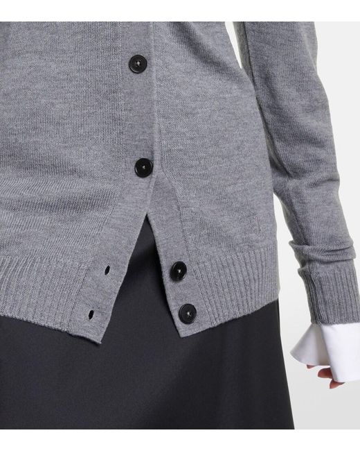Jil Sander Gray Wool Cardigan