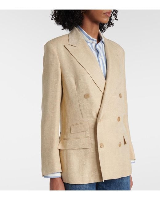 Ralph Lauren Natural Vannesa Silk And Linen-Blend Blazer