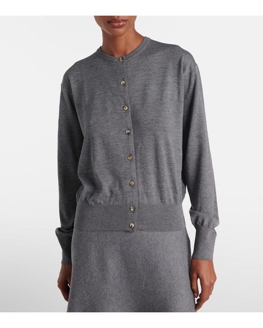 Khaite Gray Jackie Wool Cardigan
